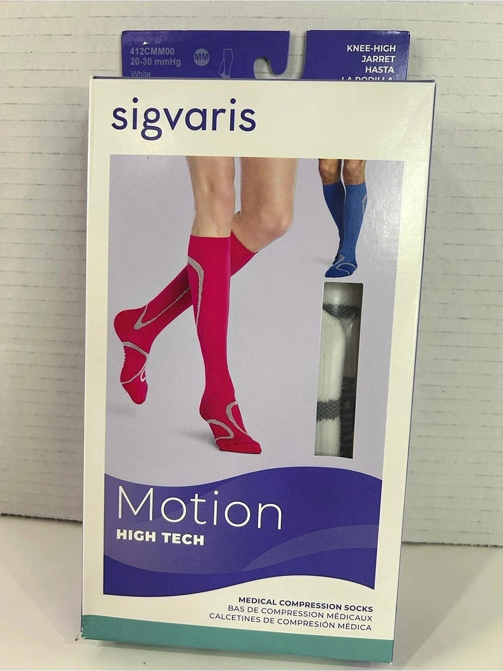 Sigvaris Motion High Tech 20-30 mmHg Compression Socks Compression Socks White &